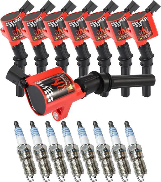 Main image of 8 Pack Curved boot Ignition Coils & Spark Plug SP479, 15% More Energy for Ford F-150 F-250 F-350 4.6L 5.4L V8 DG508 DG457 DG472 DG491 4.6L 5.4L V8 For Lincoln Mercury Crown Victoria Expedition