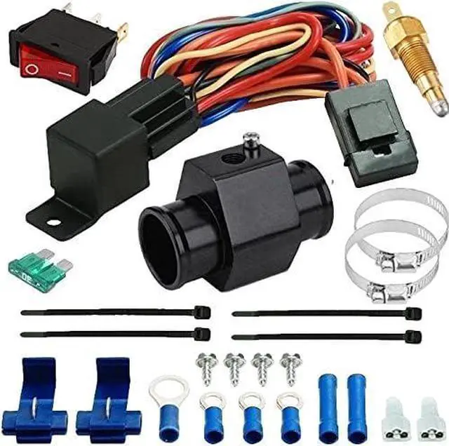 Main image of Universal Automotive Radiator in-Line Coolant Hose Fitting Adapter 1/8" NPT Electric Fan Grounding Thermostat Sensor Switch Wiring Kit (38mm, 160'F On - 145'F Off)