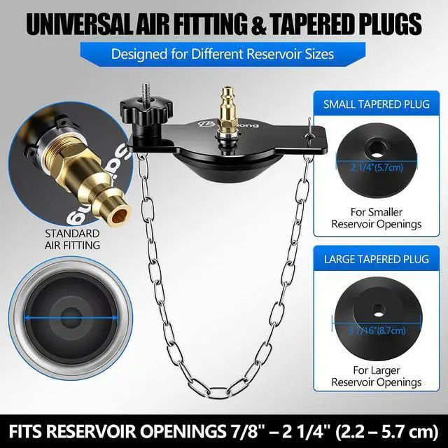 Alt view image 2 of 7 - Brake Bleeder Adapter Universal Reservoir Cap, Master Cylinder Adapter, Fits Most Round Fluid Reservoirs, Pressure Bleeding Kit, Bleed Tool, Leak Free Design