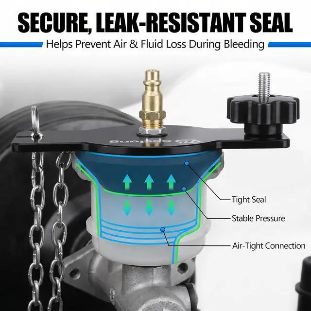 Alt view image 3 of 7 - Brake Bleeder Adapter Universal Reservoir Cap, Master Cylinder Adapter, Fits Most Round Fluid Reservoirs, Pressure Bleeding Kit, Bleed Tool, Leak Free Design