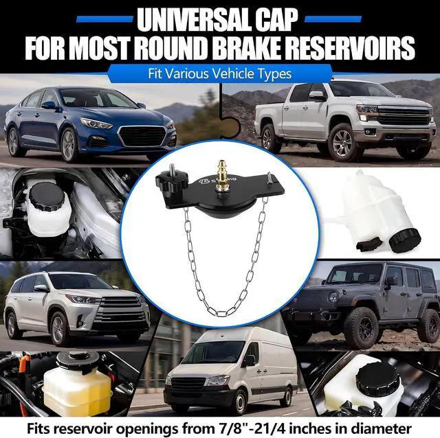 Alt view image 6 of 7 - Brake Bleeder Adapter Universal Reservoir Cap, Master Cylinder Adapter, Fits Most Round Fluid Reservoirs, Pressure Bleeding Kit, Bleed Tool, Leak Free Design