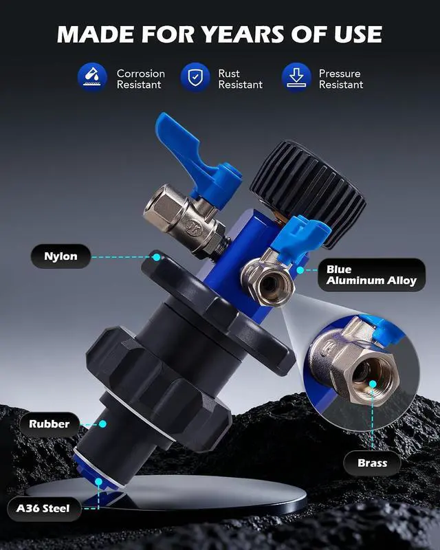 Alt view image 4 of 7 - Coolant Vacuum Refill Kit, Cooling System Vacuum Fill Tool with Leak Detector 5 Round Adapters 1 Conical Adapter, Radiator Coolant Fill Kit with Dual-Movement Gauge for Vacuum Leak