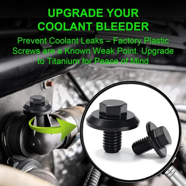 Alt view image 2 of 7 - Upgrade Titanium Coolant Bleeder Screw Kit with O-Ring for Alfa Romeo Giulia Stelvio 2.0T, Hex Head Design for Easier Installation, Black