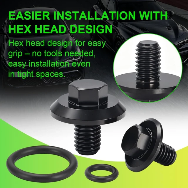 Alt view image 4 of 7 - Upgrade Titanium Coolant Bleeder Screw Kit with O-Ring for Alfa Romeo Giulia Stelvio 2.0T, Hex Head Design for Easier Installation, Black