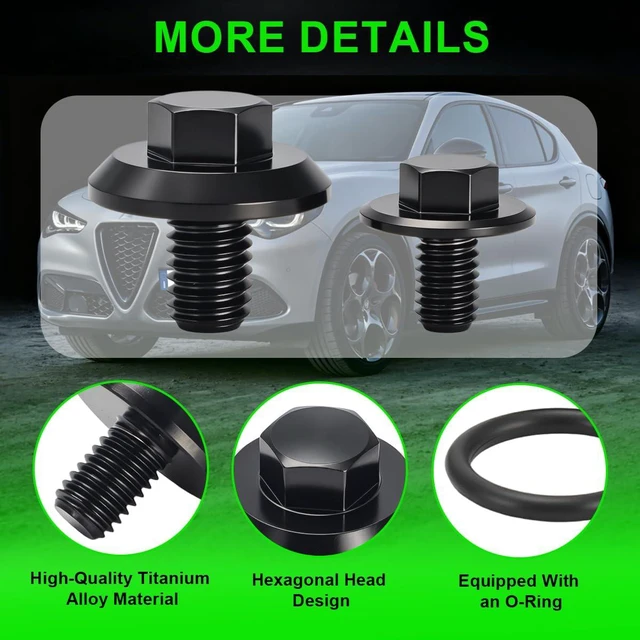 Alt view image 6 of 7 - Upgrade Titanium Coolant Bleeder Screw Kit with O-Ring for Alfa Romeo Giulia Stelvio 2.0T, Hex Head Design for Easier Installation, Black