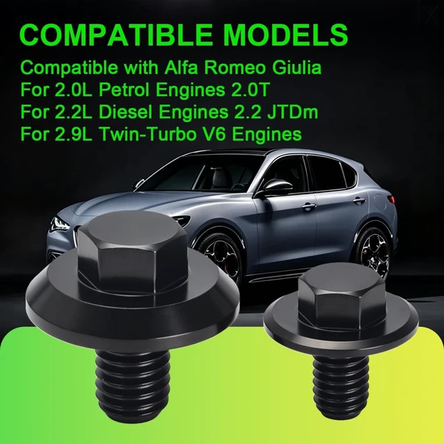 Alt view image 7 of 7 - Upgrade Titanium Coolant Bleeder Screw Kit with O-Ring for Alfa Romeo Giulia Stelvio 2.0T, Hex Head Design for Easier Installation, Black
