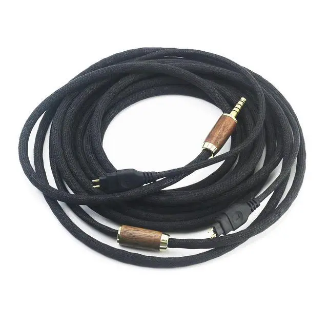 Alt view image 5 of 7 - 4.4mm Balanced Cable Replacement Cable Compatible with Sennheiser HD600 HD650 HD580 HD660S HD58X HD660S2 HD6XX Headphone 7N OCC Copper Silver Plated Cord Walnut Wood Shell