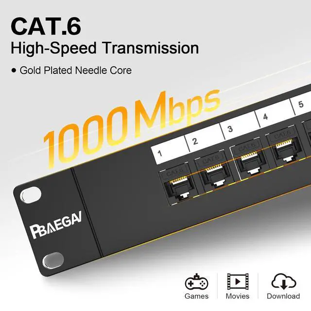 Alt view image 4 of 7 - Patch Panel 16 Port with 16pcs Cat6 Keystone Jack UTP Fold Keystone Patch Panel 19Inch with Cable Management and Support Bar