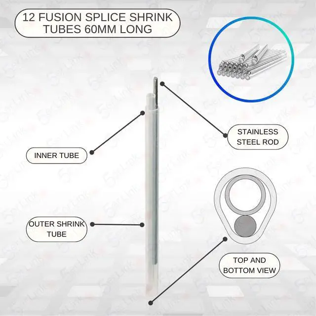 Alt view image 5 of 7 - 12 Strand Multi-Mode SC OM1 Fiber Optic Pigtails for Fusion Splicing. Includes 12 Fiber Optic Fusion Splice Protective Shrink Sleeves 2.5-60 mm Long