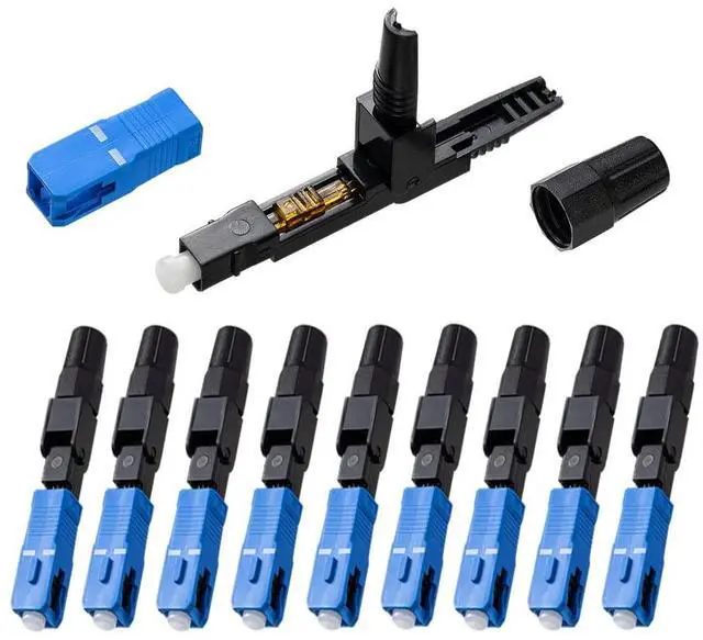 Main image of 100 Pcs SC Fiber Optical Fast Cold Connector, Single Mode Quick Assembly Adapter Plug for FTTH,CATV etc., (SC-UPC)