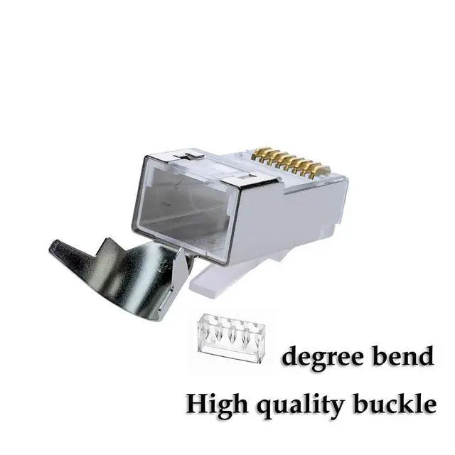 Alt view image 4 of 6 - 50 Pcs Cat7 RJ45 Connectors, C7 RJ45 Plugs, Cat7 2-Piece Metal Shielded RJ45 Ends FTP 8P8C Modular Network Plug Connector