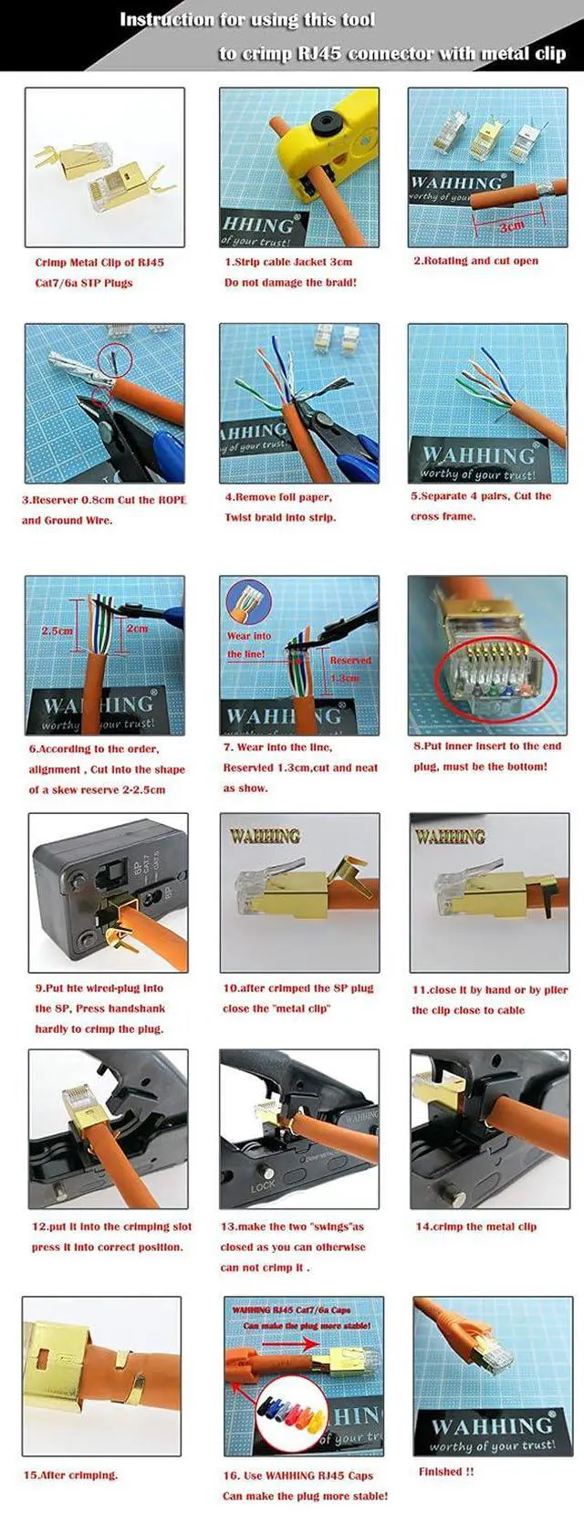 Alt view image 6 of 6 - 50 Pcs Cat7 RJ45 Connectors, C7 RJ45 Plugs, Cat7 2-Piece Metal Shielded RJ45 Ends FTP 8P8C Modular Network Plug Connector