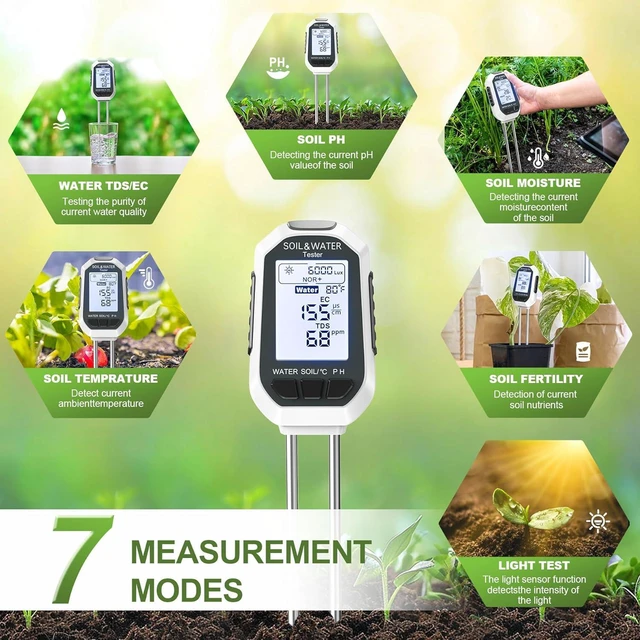Alt view image 5 of 7 - 7-in-1 Digital Soil Moisture Meter Plant Tester Kit