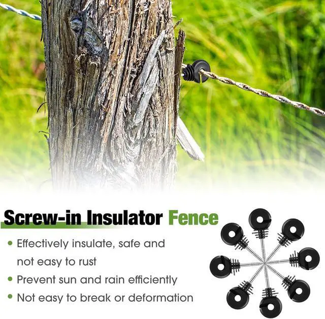 Alt view image 6 of 6 - 200 Pcs Electric Fence Insulator with 1 Pcs Insulator Socket Tool Screw in Ring Post Wood Post Electric Fence Ring with Socket Tool for Animal(Black)