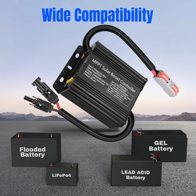 Alt view image 5 of 7 - 400W Boost MPPT Solar Charge Controller with LCD Panel Regulator for 24V/36V/48V/60V/72V Lead-Acid, LiFePO4, Gel & Flooded Batteries in Golf Cart, eBike, Club Car & Solar System