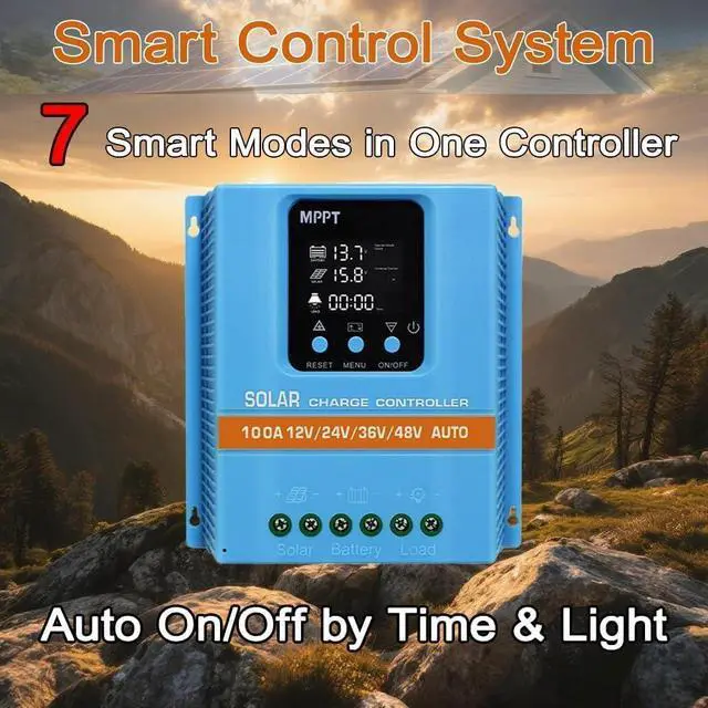 Alt view image 6 of 7 - Solar Charge Controller 100A 12V 24V 36V 48V ligent Recognition LCD Display Battery ligent Regulator Maximum 100V Input Dual USB for Lead Acid/Lithium Battery (SA100A)