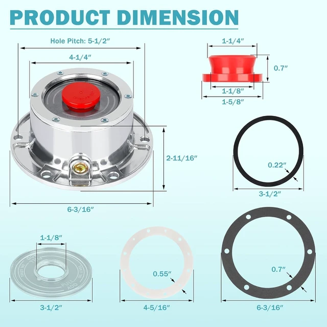 Alt view image 6 of 6 - 4 Pack 343-4009 Trailer Hub Caps Kit Replace for Stemco 343-4009