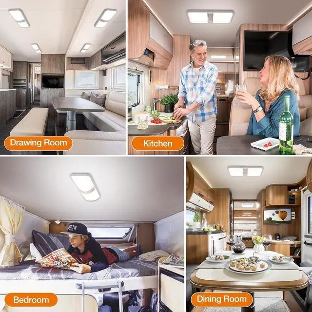Alt view image 5 of 7 - RV Led Lights Interior 12v Volt Fixtures, 1000LM 8W Camper Light For Inside, Rv Ceiling Dome Lamp Led 12v With Switch For RV/Camper/Trailer/Boat (Natural White,4000K-4500K,5pack).