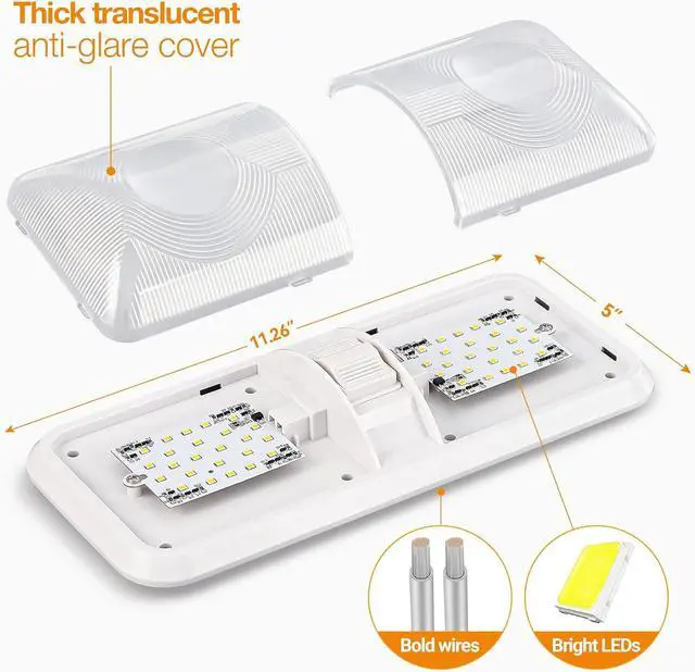 Alt view image 6 of 7 - RV Led Lights Interior 12v Volt Fixtures, 1000LM 8W Camper Light For Inside, Rv Ceiling Dome Lamp Led 12v With Switch For RV/Camper/Trailer/Boat (Natural White,4000K-4500K,5pack).
