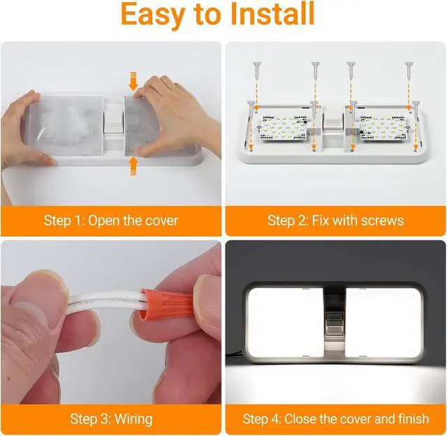 Alt view image 7 of 7 - RV Led Lights Interior 12v Volt Fixtures, 1000LM 8W Camper Light For Inside, Rv Ceiling Dome Lamp Led 12v With Switch For RV/Camper/Trailer/Boat (Natural White,4000K-4500K,5pack).