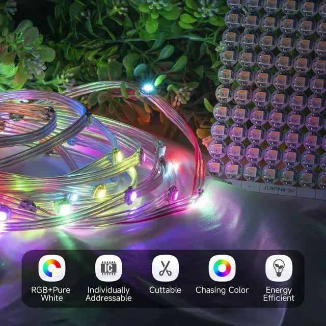 Alt view image 6 of 6 - SK6812(WS2812B) RGBW LED Chips 200PCS RGB+Warm White Individually Addressable 5050SMD Module Pixels Light DC5V White PCB Chasing Dream Color for Christmas(No Adapter or Controller)