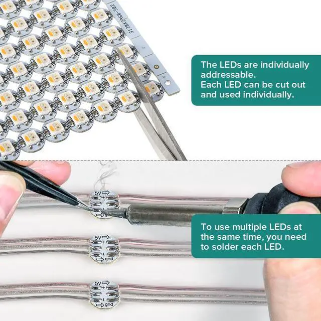 Alt view image 5 of 6 - SK6812(WS2812B) RGBW LED Chips 200PCS RGB+Warm White Individually Addressable 5050SMD Module Pixels Light DC5V White PCB Chasing Dream Color for Christmas(No Adapter or Controller)