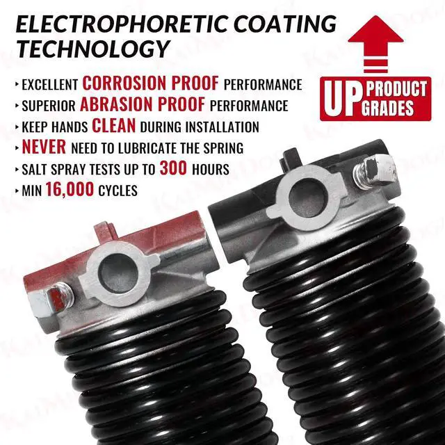 Alt view image 3 of 6 - Pair of 2" Garage Door Torsion Springs Set with Non-Slip Winding Bars & Gloves, Precision Electrophoresis Black Coated Without Oil, for Replacement & Installation, MIN 16,000 Cycles(0.207x2''x23'')