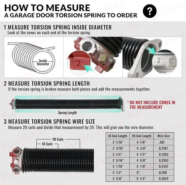 Alt view image 6 of 6 - Pair of 2" Garage Door Torsion Springs Set with Non-Slip Winding Bars & Gloves, Precision Electrophoresis Black Coated Without Oil, for Replacement & Installation, MIN 16,000 Cycles(0.207x2''x23'')