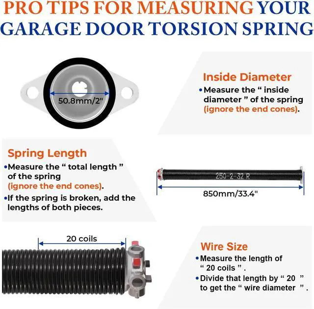 Alt view image 4 of 5 - Garage Door Torsion Springs Pair, 0.250" x 2" x 32", Black