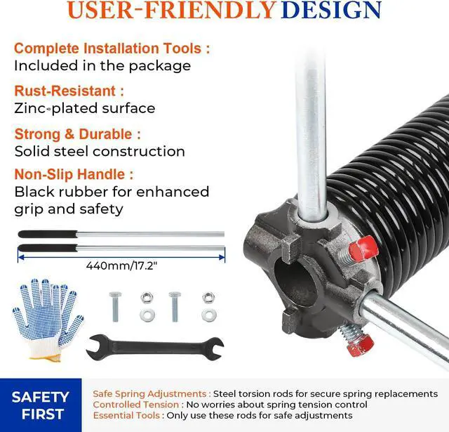 Alt view image 5 of 5 - Garage Door Torsion Springs Pair, 0.250" x 2" x 32", Black