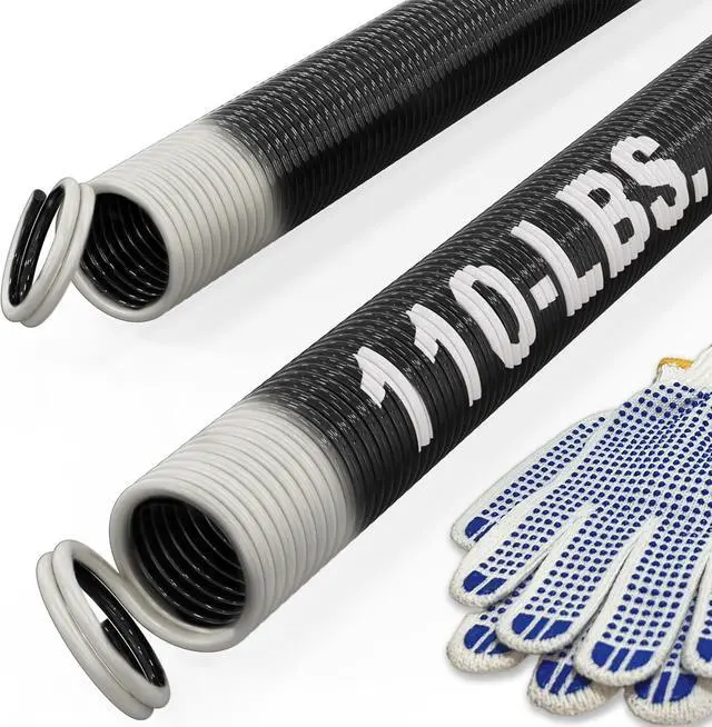 Main image of 110-lbs. Garage Door Extension Spring Replacement Kit, 25'' Long, Double Loop Ends, 1 Pair, Electrophoresis Black Coated