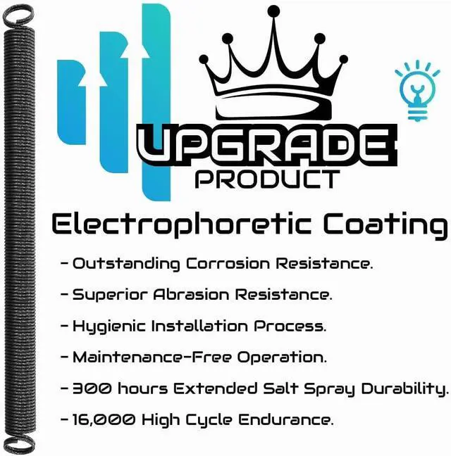 Alt view image 5 of 6 - 110-lbs. Garage Door Extension Spring Replacement Kit, 25'' Long, Double Loop Ends, 1 Pair, Electrophoresis Black Coated