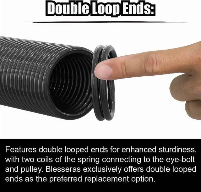 Alt view image 6 of 6 - 110-lbs. Garage Door Extension Spring Replacement Kit, 25'' Long, Double Loop Ends, 1 Pair, Electrophoresis Black Coated