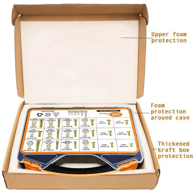 Alt view image 7 of 7 - 560PCS Grade 8 Nuts and Bolts Assortment Kit with Handy Box, 1/4-20, 5/16-18, 3/8-16, 1/2-13 High Quality SAE Bolt Assortment Kit, Heady Duty Grade 8 Alloy Steel with Yellow Zinc Plated