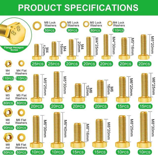 Alt view image 4 of 7 - /3667PCS Hardware Assortment Kit,Metric Phillips Pan Head Bolts,Grade 8.8 Metric Hex Bolt Set and Grade 10.9 Button Head Hexs Socket Cap Screws Metric Screw with Matching Nut Washer Assortment