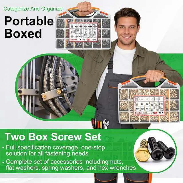 Alt view image 6 of 7 - /3667PCS Hardware Assortment Kit,Metric Phillips Pan Head Bolts,Grade 8.8 Metric Hex Bolt Set and Grade 10.9 Button Head Hexs Socket Cap Screws Metric Screw with Matching Nut Washer Assortment