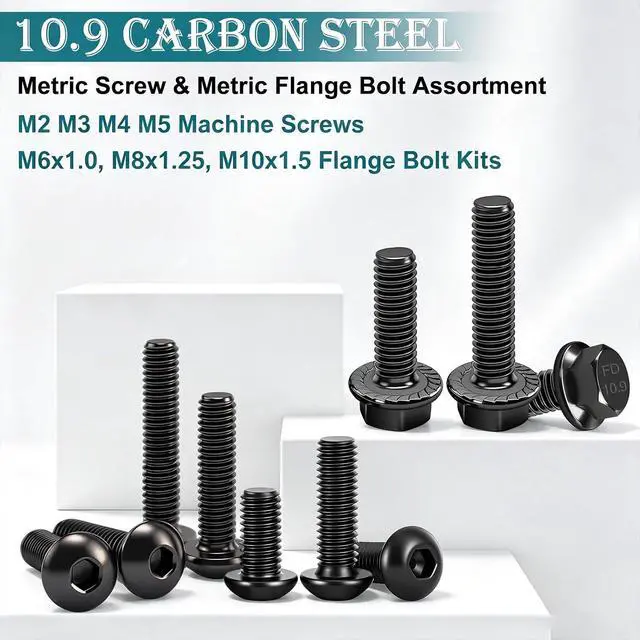 Alt view image 4 of 7 - 2284PCS Metric Screws & Flange Bolt Assortment,Nuts and Bolts Assortment Kit M2/M3/M4/M5/M6/M8/M10 Machine Screws Kits,Grade 10.9 Alloy Steel Hex Socket Button Metric Screw
