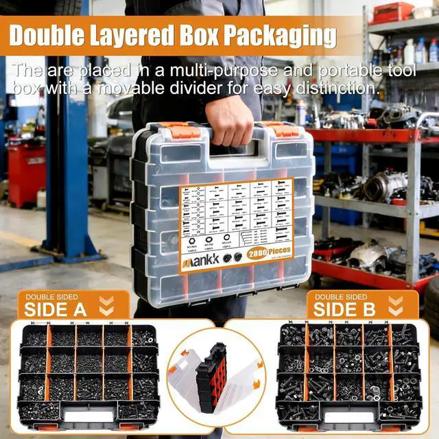 Alt view image 4 of 6 - 3160PCS Metric Bolts and Nuts Assortment Kit-Flange Bolt,Hex Socket Button Screws,Cap Head Screws 42 Sizes M2 M3 M4 M5 M6x1.0 M8x1.25 M10x1.5(4-45mm) with Lock & Flat Washers