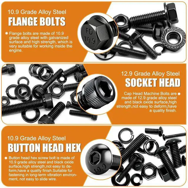 Alt view image 5 of 6 - 3160PCS Metric Bolts and Nuts Assortment Kit-Flange Bolt,Hex Socket Button Screws,Cap Head Screws 42 Sizes M2 M3 M4 M5 M6x1.0 M8x1.25 M10x1.5(4-45mm) with Lock & Flat Washers