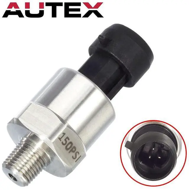 Alt view image 2 of 7 - 150 Psi Pressure Transducer/Sender/Sensor with Connector Harness 0-150 Psi Stainless Steel 1/8-27 NPT Pressure Transducer Sensor Compatible with Oil, Fuel, Air, Water