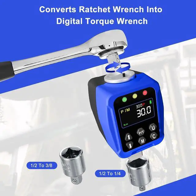 Alt view image 3 of 7 - Digital Torque Adapter 1/2" Drive 1.1-22 Ft-lb/1.5-30 Nm, Digital Torque Wrench Converter with LCD Display ±1% Accuracy, for Bike & Motorcycle Maintenance DIY