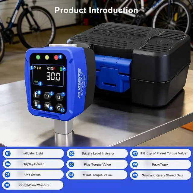 Alt view image 2 of 7 - Digital Torque Adapter 1/2" Drive 1.1-22 Ft-lb/1.5-30 Nm, Digital Torque Wrench Converter with LCD Display ±1% Accuracy, for Bike & Motorcycle Maintenance DIY