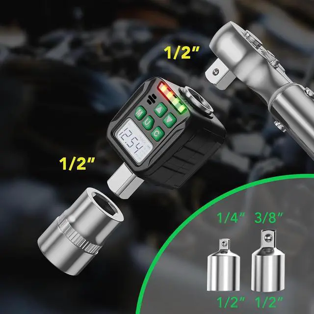 Alt view image 5 of 7 - Digital Torque Wrench Adapter Set 1/2" Drive, Electric Wrenches, Snap on Digital Inch Pound Torque Wrench, 1/4", 3/8" Torque Adapter for Car, Motorcycle & Automotive