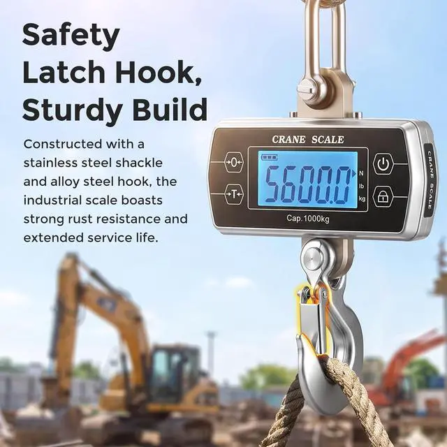 Alt view image 6 of 7 - Crane Scale 2200lb, OIML Class III CE Certified Hanging Scale