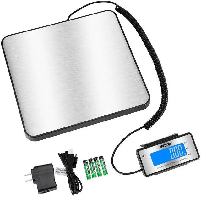 Alt view image 2 of 7 - Digital Shipping Postal Scale, 460 lb x1oz High Accuracy with Stainless Steel Platform, LCD Backlight, Four Reading Modes, Tare/Hold Function, Battery AC Adapter Incuded