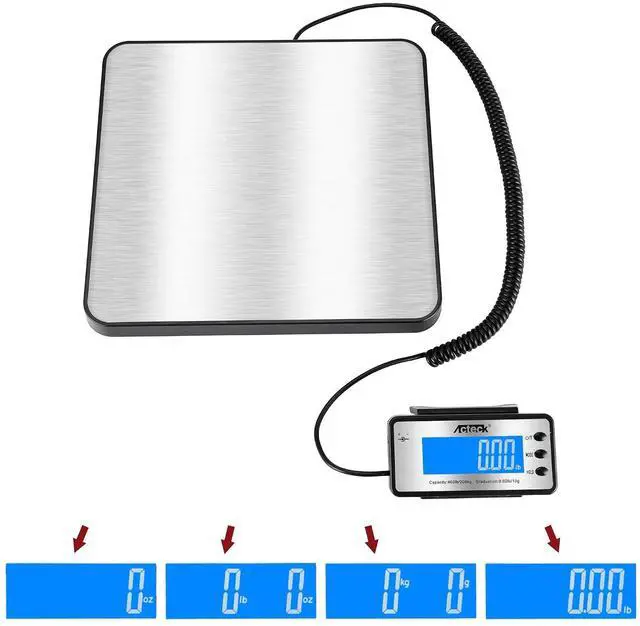 Alt view image 3 of 7 - Digital Shipping Postal Scale, 460 lb x1oz High Accuracy with Stainless Steel Platform, LCD Backlight, Four Reading Modes, Tare/Hold Function, Battery AC Adapter Incuded