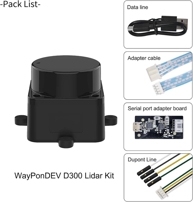 Alt view image 2 of 5 - LD19 360° 2D Lidar Sensor Kit, 10Hz, 12m Range for Robot & Maker Education