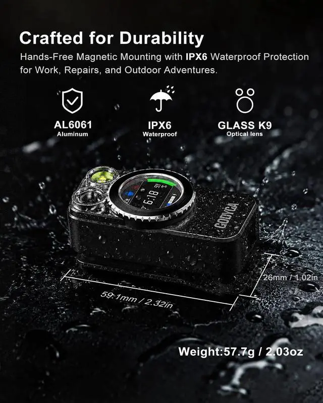 Alt view image 7 of 7 - TorchEye UDA 7-in-1 EDC Flashlight with Laser Distance Meter, Digital Angle Finder, 650 LM White & 365 nm UV Light, Area Calculator, Height Measurement, IPX6, Rechargeable Magnetic Work Light