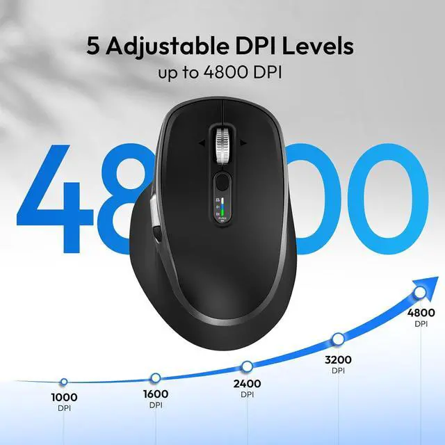 Alt view image 4 of 7 - Wireless Bluetooth Rechargeable Mouse with 8 Programmable Buttons-Black