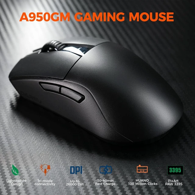 Alt view image 2 of 7 - A950GM Tri-Mode Wireless Gaming Mouse, 26K DPI, 60g Lightweight